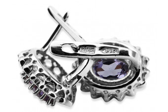 Chic 14K White Gold Earrings Adorned with Alexandrite vec125w