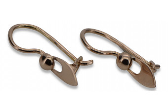 Authentic 14K Rose Gold Vintage Leaf Earrings in Pink, Stoneless ven208