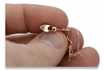 Bijuterii Originale: Cercei Vintage cu Frunze din Aur Roz 14k 585, Fără Pietre ven208