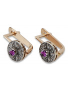 Vintage rose pink 14k 585 gold amethyst earrings vec161rw Vintage