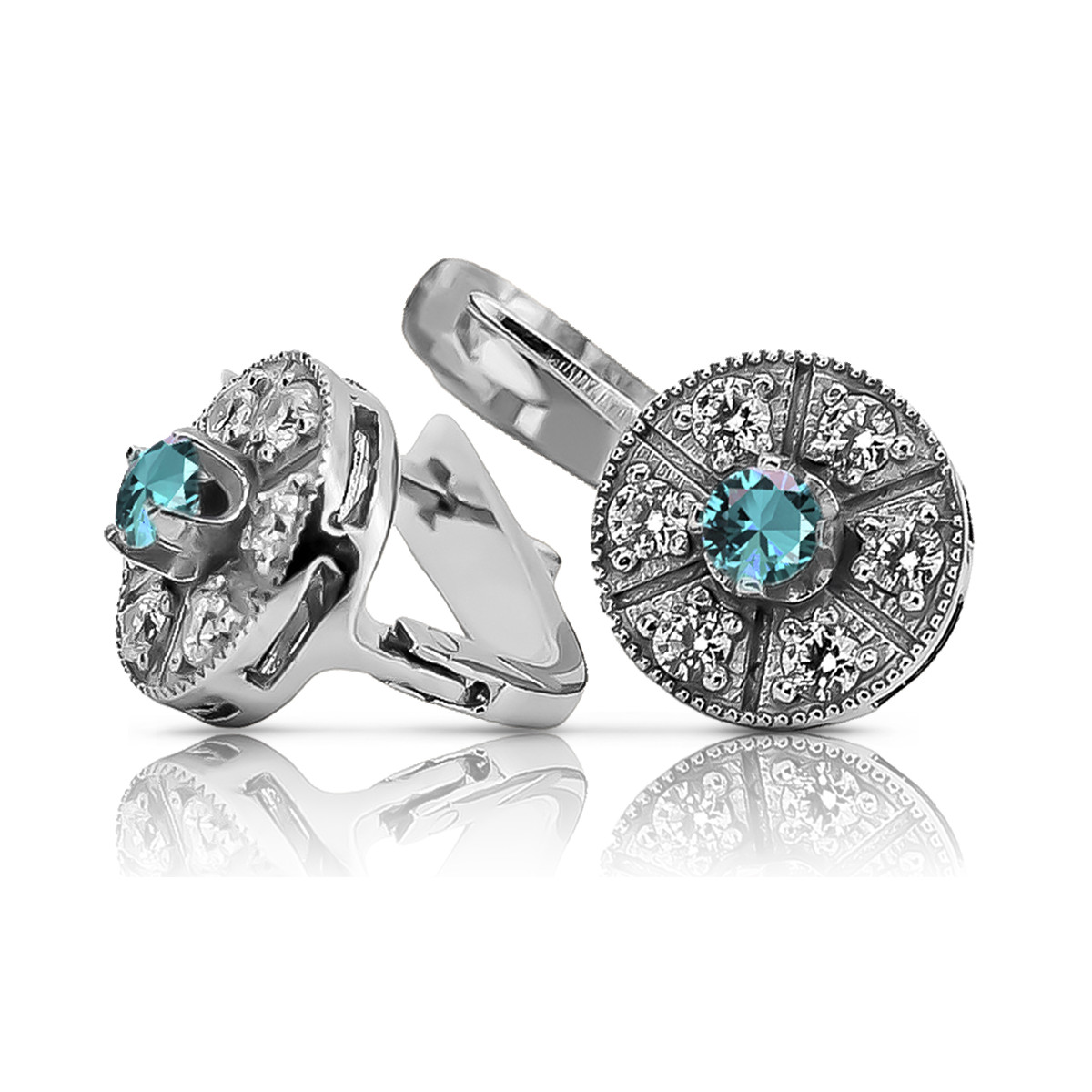 14K White Gold Vintage-Style Aquamarine Earrings vec161w