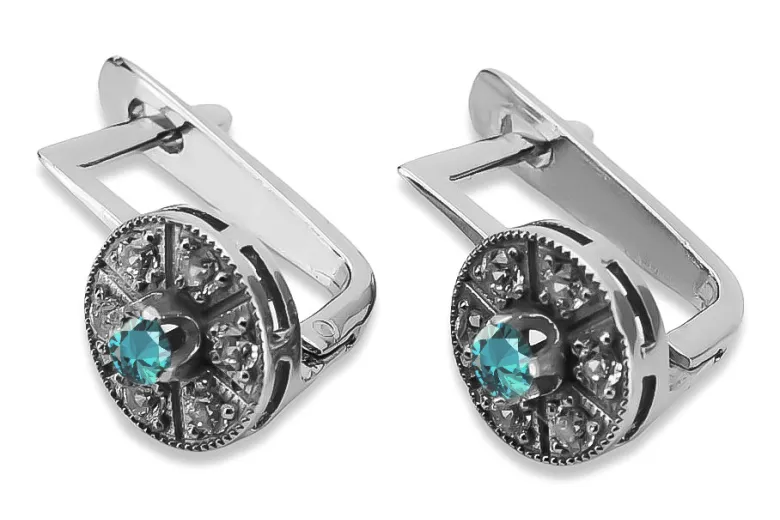 14K White Gold Vintage-Style Aquamarine Earrings vec161w