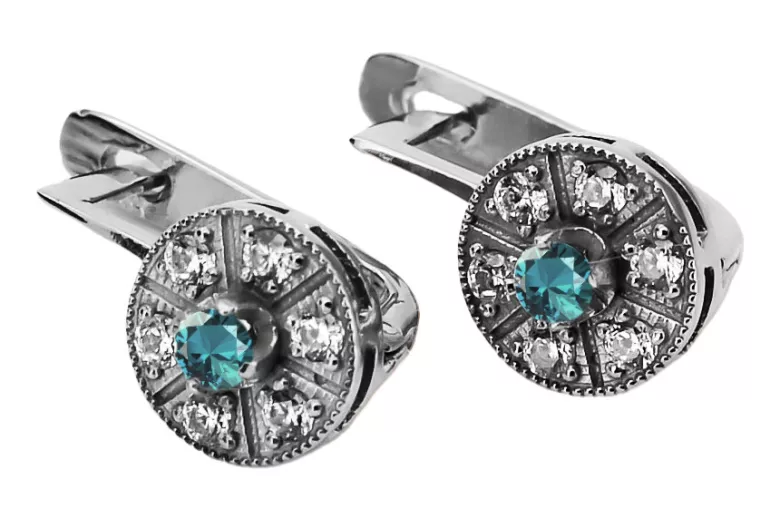 14K White Gold Vintage-Style Aquamarine Earrings vec161w