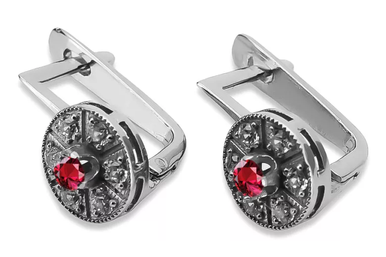 "Timeless 14K White Gold Ruby Drop Earrings - vec161w" Vintage