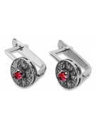 Or blanc 14 carats avec des boucles d'oreilles rubis vintage vec161w Vintage