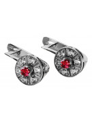 Or blanc 14 carats avec des boucles d'oreilles rubis vintage vec161w Vintage