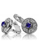 "Timeless 14K White Gold and Sapphire Vintage Earrings vec161w" Vintage