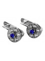 Or blanc 14 carats, Saphi - Boucles d'oreilles vintage en or et saphir vec161w Vintage