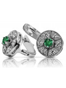 "Timeless 14K White Gold and Emerald Earrings vec161w" Vintage