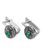 "Timeless 14K White Gold and Emerald Earrings vec161w" Vintage