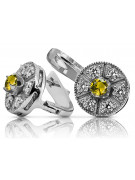 "VEC161W: Timeless Yellow Peridot Encased in 14K White Gold Earrings - Vintage Collection" Vintage