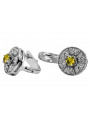 "VEC161W: Timeless Yellow Peridot Encased in 14K White Gold Earrings - Vintage Collection" Vintage