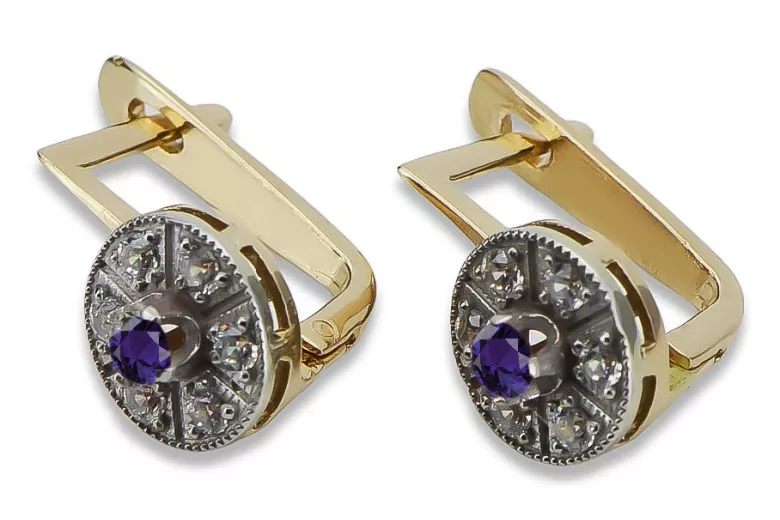 Charming Alexandrite 14K Yellow White Gold Earrings vec161yw