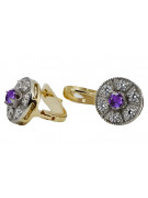 Charming Alexandrite 14K Yellow White Gold Earrings vec161yw