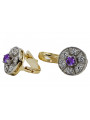 Charming Alexandrite 14K Yellow White Gold Earrings vec161yw