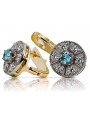 Vintage Charm 14K Yellow White Gold with Aquamarine Accent Earrings vec161yw