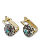 Vintage Charm 14K Yellow White Gold with Aquamarine Accent Earrings vec161yw