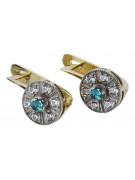 Vintage Charm 14K Yellow White Gold with Aquamarine Accent Earrings vec161yw