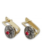 Chic Vintage 14K Yellow White Gold Ruby Earrings - Exquisite Craftsmanship vec161yw