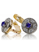 Luxurious Vintage Sapphire Earrings in 14K Yellow White Gold vec161yw