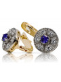 Luxurious Vintage Sapphire Earrings in 14K Yellow White Gold vec161yw