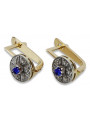 Luxurious Vintage Sapphire Earrings in 14K Yellow White Gold vec161yw