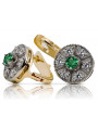 Retro Chic Emerald Earrings in 14K Yellow and White Gold vec161yw