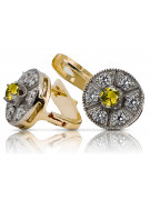 "Vintage Inspired 14K Yellow White Gold Peridot Earrings - Vec161yw Collection" Vintage