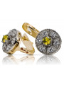 "Vintage Inspired 14K Yellow White Gold Peridot Earrings - Vec161yw Collection" Vintage