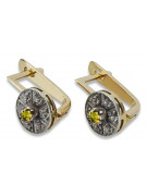 "Vintage Inspired 14K Yellow White Gold Peridot Earrings - Vec161yw Collection" Vintage