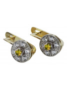 "Vintage Inspired 14K Yellow White Gold Peridot Earrings - Vec161yw Collection" Vintage