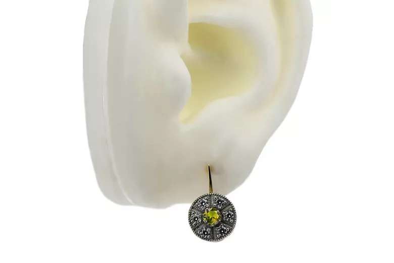 "Joyas Clásicas: Pendientes de Oro Amarillo 585 14k con Peridoto vec161yw" Vintage