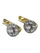 Or Jaune Blanc 14K, Zircone - Boucles d'Oreilles Vintage vec161yw Vintage