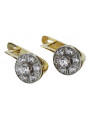 Or Jaune Blanc 14K, Zircone - Boucles d'Oreilles Vintage vec161yw Vintage