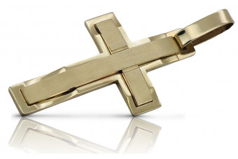 Cruz católica amarilla de oro macizo de 14k ctc022y