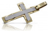 Yellow white 14k solid gold Catholic cross ctc022yw