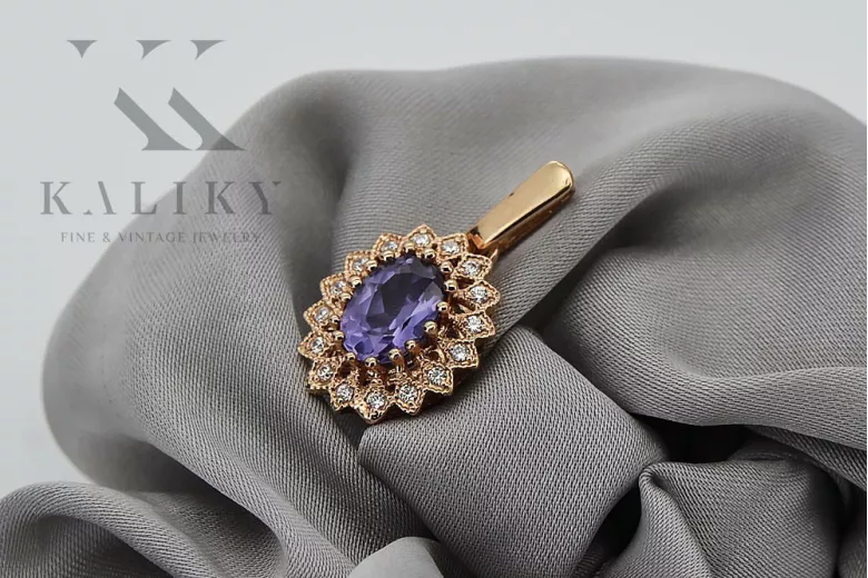 Classic Alexandrite Pendant in Vintage 14K Rose Gold vpc018