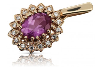 "Echtes Vintage-Roségold 14K mit Amethyst Anhänger vpc018" Vintage