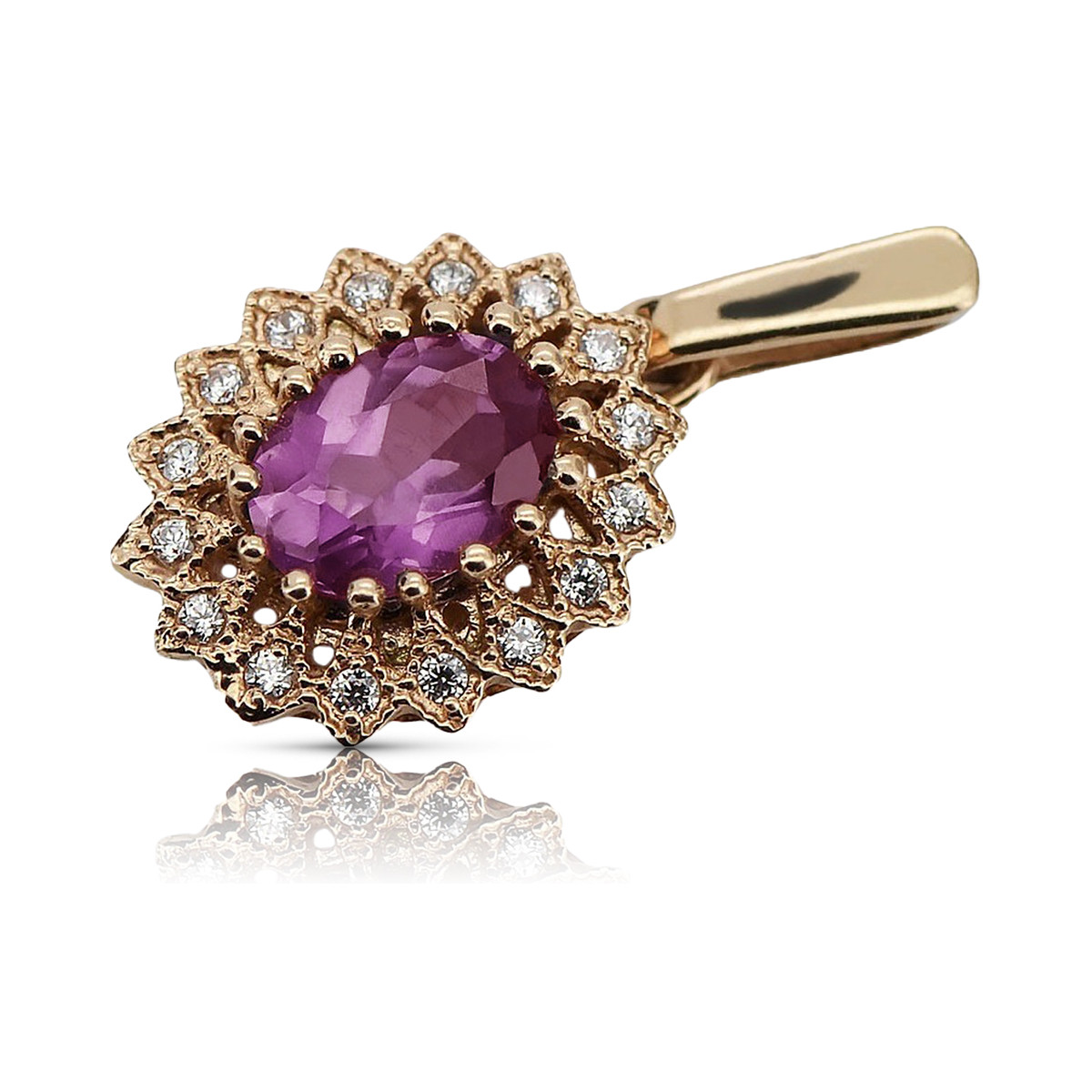 "Echtes Vintage-Roségold 14K mit Amethyst Anhänger vpc018" Vintage