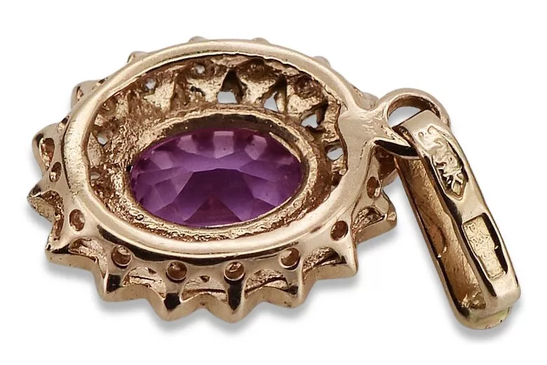 "Echtes Vintage-Roségold 14K mit Amethyst Anhänger vpc018" Vintage