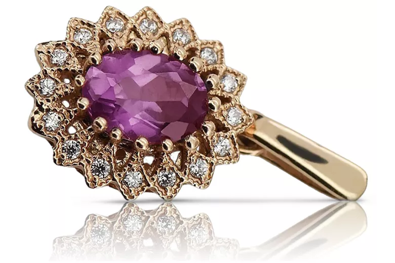 "Echtes Vintage-Roségold 14K mit Amethyst Anhänger vpc018" Vintage