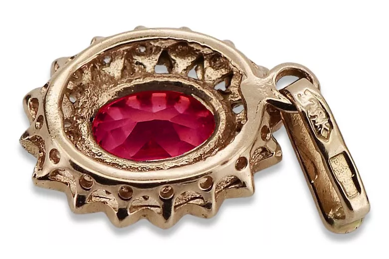 "Élégant pendentif vintage rubis en or rose 14 carats vpc018" Vintage