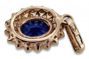 Joyería vpc018: Zafiro engastado en oro rosa antiguo de 14k. Vintage