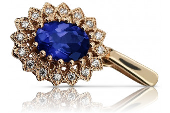 Pandantiv vintage cu safir, realizat din aur roz de 14k vpc018