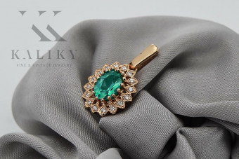 Classic Charm: Vintage 14K Rose Gold and Emerald Pendant vpc018