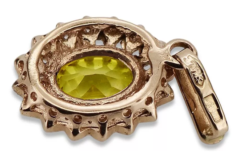 Elegante Colgante de Oro Rosa Antiguo 14k con Peridoto Amarillo vpc018