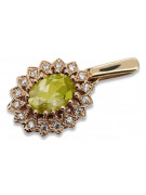 Pandantiv deosebit din aur roz de 14k cu peridot, stil vintage vpc021 Vintage