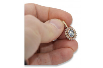 Pandantiv strălucitor cu zircon, vintage și aur roz de 14k original vpc018