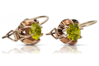 "Cercei de lux din aur roz de 14k cu peridot, design vintage" vec062