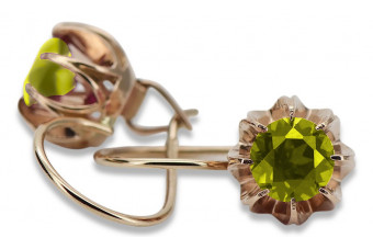 "Timeless Vintage 14K Rose Gold Earrings Adorned with Yellow Peridot" vec062